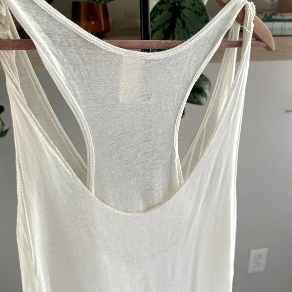 We The Free Rayon Linen Blend Layered White Tank Top M Boho - Picture 3 of 6